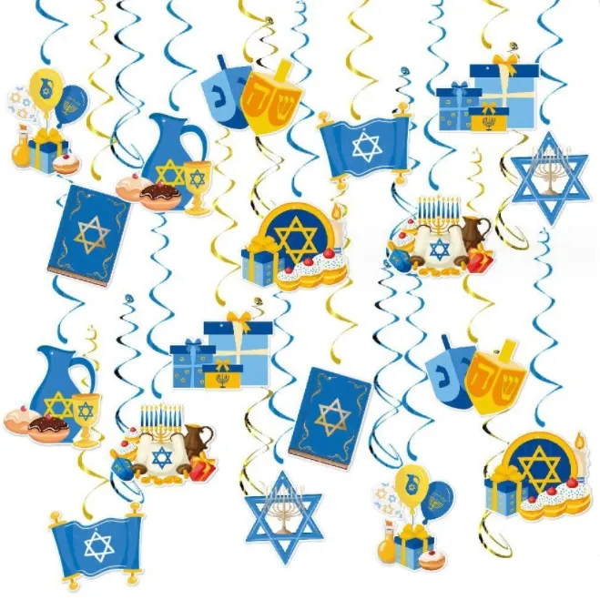 Hanukkah Party Pendurado teto Folha Redemoinhos pingentes ornamentos decoração para Israel Ano Novo Judaico Festival Judaísmo Partido suprimentos