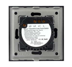 Interrupteur tactile TAWOIA 2 gangs 2 voies uniquement, <span class=keywords><strong>couleur</strong></span> grise, panneau en verre trempé, interrupteur simple, sans fil <span class=keywords><strong>neutre</strong></span>, interrupteurs électriques - Product Image 4