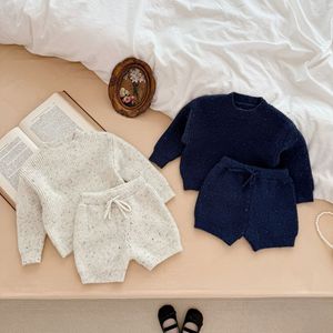Maglioncino girocollo in cotone autunno e inverno maglione e pantaloncini Set completo maglione lavorato a maglia per bambini - Product Image 2
