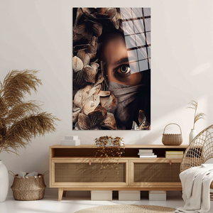 Floral Eye Woman Portrait-Elegant Art Deco Printed <b>Canvas</b> Panel <b>Wall</b> Art Hanging - Product Image 3