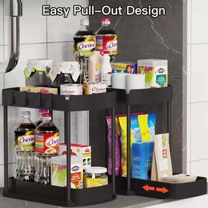 Organizzatore <span class=keywords><strong>Estraibile</strong></span> a 2 Livelli Curvo per <span class=keywords><strong>Cucina</strong></span> e Bagno, Scaffale da Scrivania Multi-Livello con Ripiano Sopra il Lavello - Product Image 2
