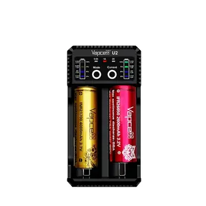Carregador inteligente de baterias vapcell u2 2a, carregador usb lifepo4 multifuncional li-ion ni-cd