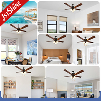 Ventilateur de plafond 1stshine Decor Home 52 pouces, style classique, 5 pales, avec abat-jour en verre et lumière à chaîne