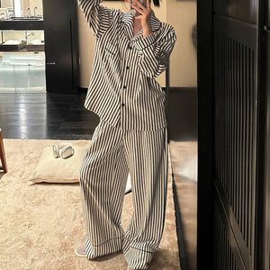 Pigiama da donna comodo per la primavera e l'autunno, a maniche lunghe, con tasche, <span class=keywords><strong>abbigliamento</strong></span> da casa, taglie forti, morbido, con colletto a risvolto - Product Image 3