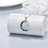 Vente en gros de bijoux pour femmes Collier à pendentif en argent sterling 925 avec coquille d'ormeau lune cocotier