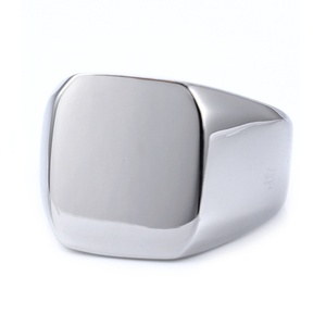 Stainless Steel Signet <b>Ring</b> <b>Mens</b> <b>Rings</b> Square Signet Minimalist Vintage Style Bold Band Gold Silver Black Finish Comfort Fit - Product Image 5