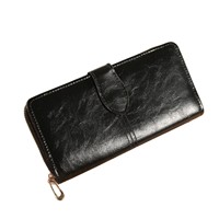 Dompet Kulit PU Panjang Wanita dengan Kancing Penutup, Kapasitas Besar, Banyak Slot Kartu, Tas Genggam, Lapisan Poliester, Tas Tangan Mewah untuk Sehari-hari