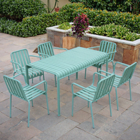 Ensemble table à manger moderne et décontracté pour l'extérieur, thé au lait, panneau en métal durable pour cour, balcon, jardin et cafés