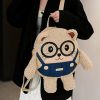 Sac à dos en peluche mignon de qualité supérieure pour femmes, sac de voyage en peluche moelleux de grande capacité, sac d'école de dessin animé Kawaii