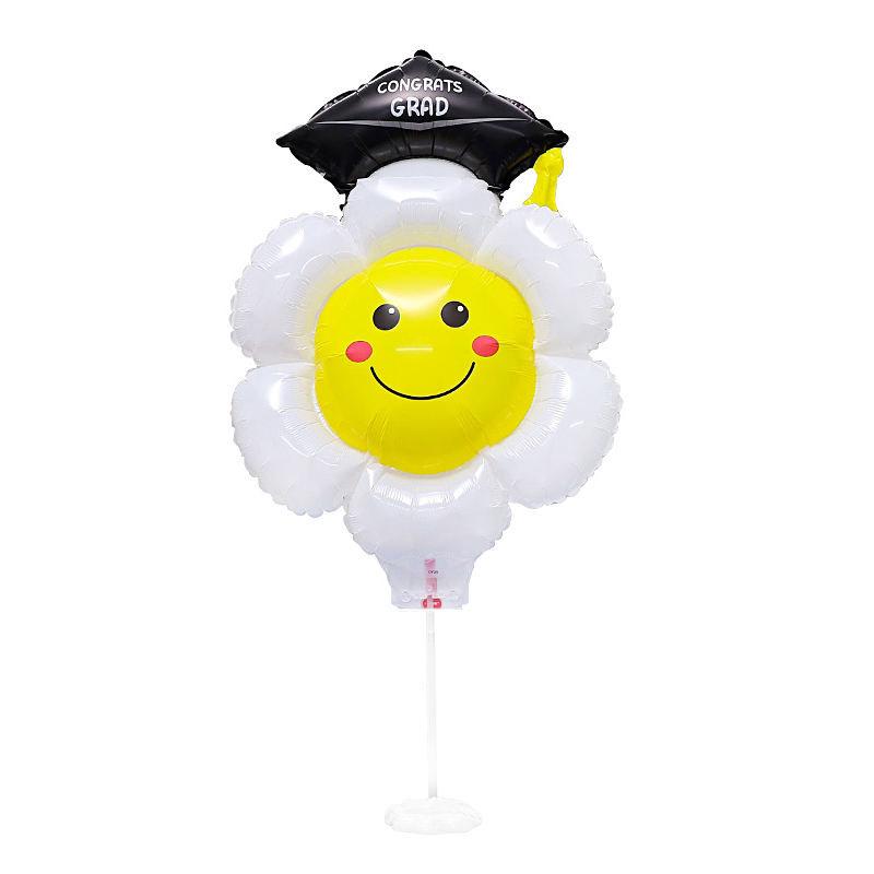 หมวกปริญญาเอกสีขาวบอลลูนดอกทานตะวัน-สามารถยืนบนโต๊ะ