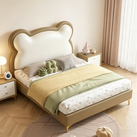 Nouveau design de lit pour enfants, lit moderne en forme d'ours mignon, matelas en cuir souple, ensemble de chambre à coucher populaire pour enfants