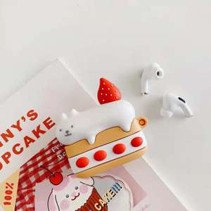 Capa de silicone para airpods 1 <span class=keywords><strong>2</strong></span> 3 pro, capa 3d criativa para bolo de morango, airpods pro - Product Image 2