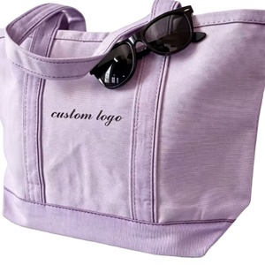 Custom Embroidered Canvas Tote Bag-<b>Large</b> Capacity Purple Shoulder Bag Reusable Shopping <b>Handbag</b> with Custom Logo - Product Image 1