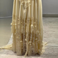 Robe de soirée élégante jaune clair Lsz654 avec appliques, fleurs 3D, robe de soirée à étages pour femmes Jancember