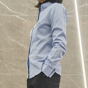 Chemise professionnelle pour femme, nouvelle collection printemps-automne, col montant, boutons cachés, manches longues, couleur unie, tendance - Product Image 6