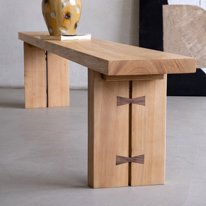 Banc long en bois massif de frêne blanc, tabouret à chaussures, ottoman de bout de lit, table de salle à manger, design moderne minimaliste et artistique - Product Image 3