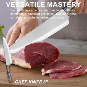 Juego de Cuchillos de Cocina Modernos Antiadherentes para Cortar Carne, Cuchillos de Acero Inoxidable Duraderos para Sashimi, Filetes y Chef, para Hogar y Hotel - Product Image 4