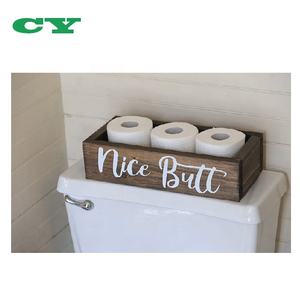 Handmade Farmhouse Rustic <strong>Nice</strong> <strong>Butt</strong> Bathroom Decor Box Toilet Paper Holder - Product Image 2