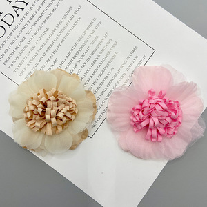 Fleur en tissu style printemps 7CM, artisanat manuel, accessoires pour cheveux et vêtements - Product Image 4