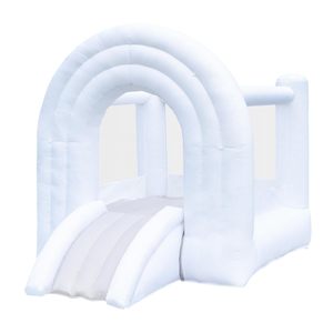 Castillo Inflable Blanco Comercial para Bodas, Castillo de PVC Inflable para Jugar, Combinación de Tobogán y Castillo Inflable con Arcoíris para Niños, Precio de Fábrica - Product Image 1