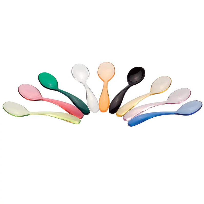 Acrylic Spoon Yellow Orange Black Red Blue Clear Plastic Spoon Colored Coffee Ice Cream Spoon