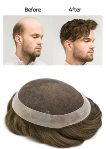 LONGFOR Perruque à fermeture en dentelle en cheveux humains Remy, extensions de cheveux indiens, topper de cheveux, 6 pouces, lisses, densité 120% 130% - Product Image 5