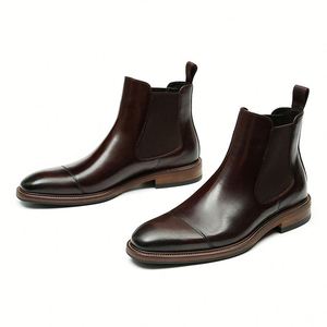 Bottes en cuir de style anglais pour hommes, fabriquées en cuir véritable de haute qualité, chaussures décontractées adaptées à un usage quotidien - Product Image 3