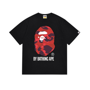 เสื้อยืดผู้ชาย A Bathing Ape ผ้าฝ้าย 100% ทรงปกติ ดีไซน์แฟชั่น สีขาว แดง ดำ พิมพ์ลาย สไตล์สตรีทแวร์ - Product Image 5
