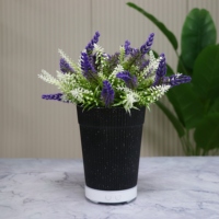 Diffuseur d'arômes créatif à rayures blanches en forme de pot avec fleur de lavande, diffuseur d'huiles essentielles ultrasonique USB pour chambre et bureau
