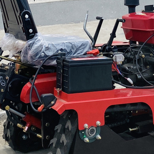 Tracteur compact à chenilles rouge, moteur diesel, cultivateur de sol agricole avec coupe-herbe pour usage agricole - Product Image 6