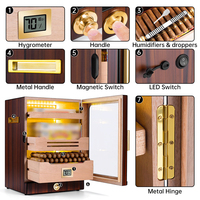 Humidor à cigares CIGARLOONG en bois de cèdre avec peinture piano, grande capacité, avec hygromètre et lumière LED