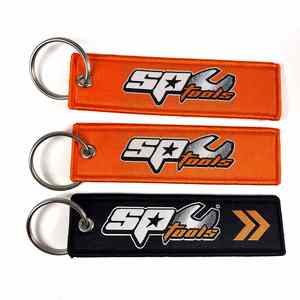 Porte-clés brodé double face personnalisé avec logo et texte, en tissu tissé, pour cadeaux promotionnels - Product Image 4