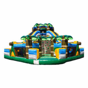 Combo personnalisé vert 32x10 '<span class=keywords><strong>Safari</strong></span> Adventure Tours Bus avec double toboggan basket-ball obstacle et souffleur pour les enfants - Product Image 6