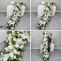 DKB Wholesale High Quality Silk Greenery Aisle Flower White Rose Table Centerpiece Wedding Decoration Artificial Flowers Runner