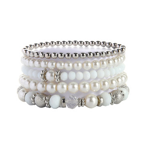 Multi Strand <b>Bracelet</b> Imitation Pearl Elastic Rope <b>Crystal</b> Jewelry Unisex Fashion Beaded <b>Bracelets</b> - Product Image 5