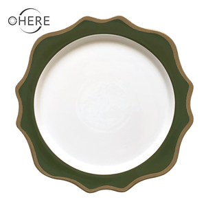 Assiette de présentation de luxe Ohere <span class=keywords><strong>Green</strong></span> Sunflower Design pour événements et traiteurs, utilisable au lave-vaisselle - Product Image 1
