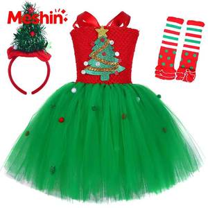 New Update Wholesale Child Fancy Party <b>Santa</b> Claus Kids Tulle Dresses Christmas Tree Green Tutu Dress for Girls - Product Image 1