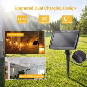 방수 교수형 소켓 Ip65 사용자 정의 비산 방지 에디슨 빈티지 LED 전구 조명 센서 태양열 S14 야외 스트링 라이트 - Product Image 2