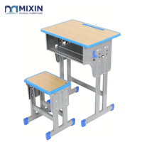 Ensemble de chaise et bureau réglables pour étudiants, mobilier scolaire primaire, bureau et chaise en bois bleu pour salle de classe, OEM durable