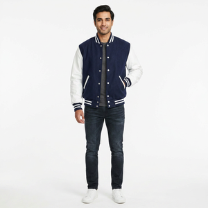 <b>Jackets</b> Custom Wholesale Blank Canvas Embroidered Coated Front High Street Winter Patchwork <b>Men's</b> Letterman <b>Baseball</b> - Product Image 1