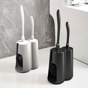 High Quality Black/Grey Toilet Brush and Floating Stones Set with Long Handle Plastic Cleaning Brush <b>Bathroom</b> <b>Accessories</b> - Product Image 1