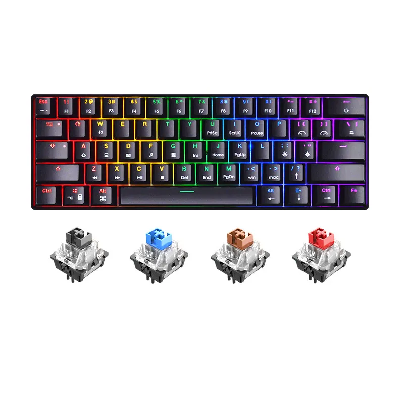 Oem preço razoável teclado interruptores hotswap colorido teclado mecânico do jogo gk75 teclado mecânico pbt keycaps conjunto rosa
