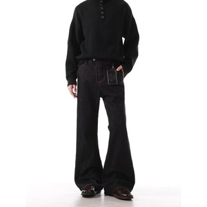 Pantalon long en denim, couleur originale, tissage printanier, taille basse, coupe droite, ample, style américain, tendance, marque Cleanfit, évasé - Product Image 3