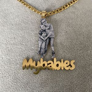 Collar con <span class=keywords><strong>Nombre</strong></span> y Foto Personalizada, Chapado <span class=keywords><strong>en</strong></span> Oro de 18K al Vacío, Acero Inoxidable, Cadena Cubana, Joyería, Regalo - Product Image 5