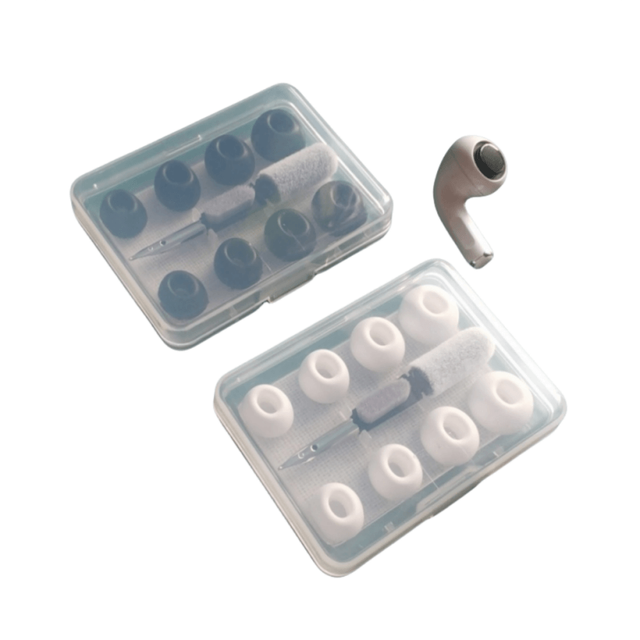 SHT Replacement Silicone Ear Tips Set for Pro Quick Dry Feature Black/White Color Includes Clean Pen Retail Box Packing