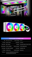 Gamer-X Alto rendimiento 360mm PWM Disipador de calor de aluminio CPU Enfriador líquido Silencioso ARGB Kit de refrigeración por agua Cojinete de cerámica inteligente