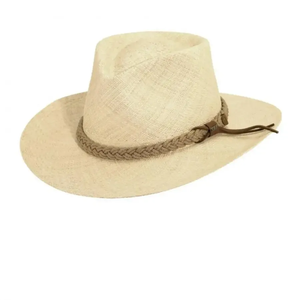 Panama <b>Straw</b> Fedora <b>Hat</b> Wide Brim Unisex Adult Beach Sun <b>Hat</b> with Braided Rope Band Natural Color 56-58CM - Product Image 1