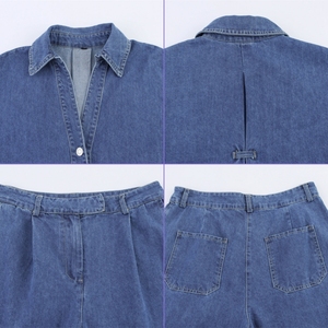 Chemisier J9025 Tendance pour <span class=keywords><strong>Femme</strong></span> – Blouse Unique à Col en V et Manches Mi-Longues, Chemises en <span class=keywords><strong>Jean</strong></span> à Manches Longues pour <span class=keywords><strong>Femme</strong></span> - Product Image 5