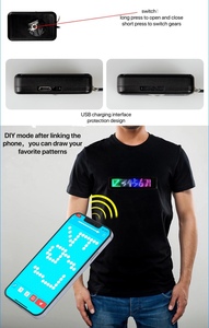 <span class=keywords><strong>App</strong></span> Control LED <span class=keywords><strong>Ropa</strong></span> luminosa Night Club Cool 100% Algodón Hombres LED Camiseta personalizada - Product Image 3