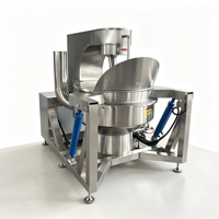 Marmite de cuisson inclinable à agitation, chauffage électrique, vapeur et gaz, avec agitateur planétaire multi-griffes et cuve à double enveloppe